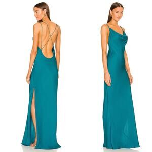 L'Academie Womens Dress Size Small Green Olena Draped Criss Cross Back Slip Maxi